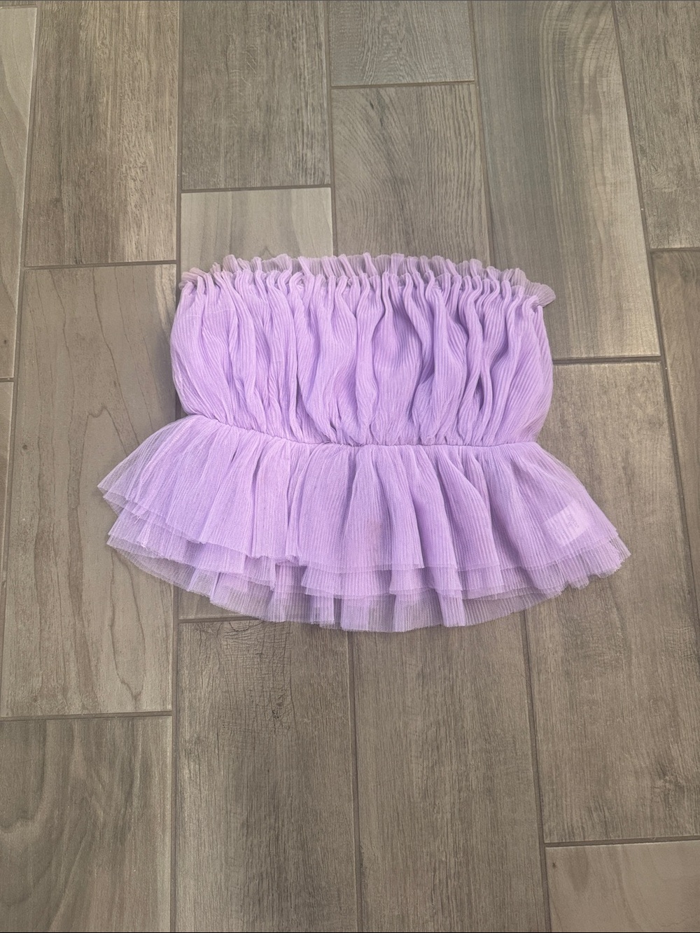Pink Lily Lavender Tulle/Ruffled Tube Top (worn once)